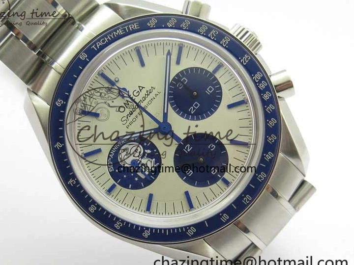 0416 Speedmaster SS Snoopy Apollo OMF Best Edition White Dial on SS Bracelet Venus EasyCare 7877